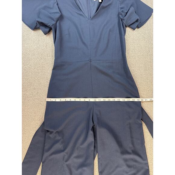 Preston & York Jumpsuit Kayla Tie Belt Classic Cocktail Evening Navy Blue Size 6 - Picture 7 of 10